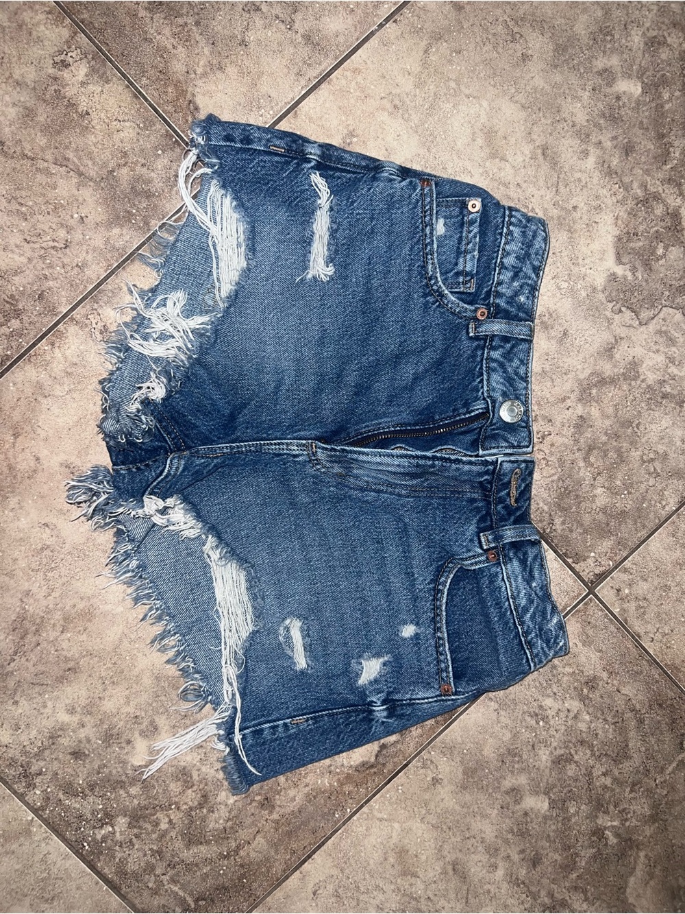 Garage Distressed Denim Cutoff Shorts - Blue